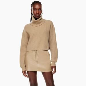 Aritzia Babaton Guell Wool‎ Long Sleeve Turtleneck Cropped Sweater Size XS